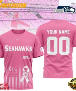 Seattle Seahawks 2026 NFL Breast Cancer Awareness Custom 3D Shirt